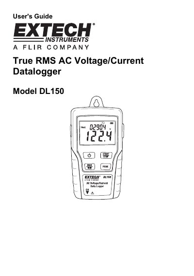 Extech DL150 True RMS AC Voltage/Current Datalogger User's Guide