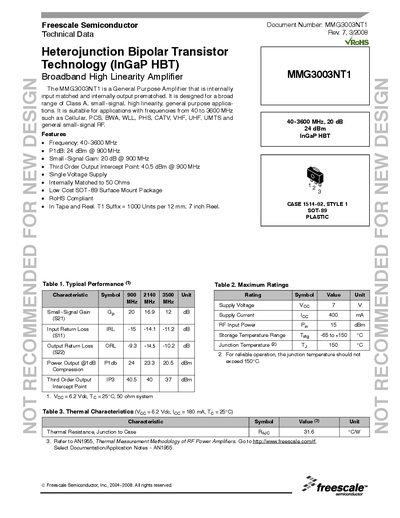 Freescale MMG3003NT1 Datasheet - cover page