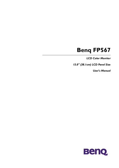 BenQ FP567 LCD Monitor User Manual - cover page