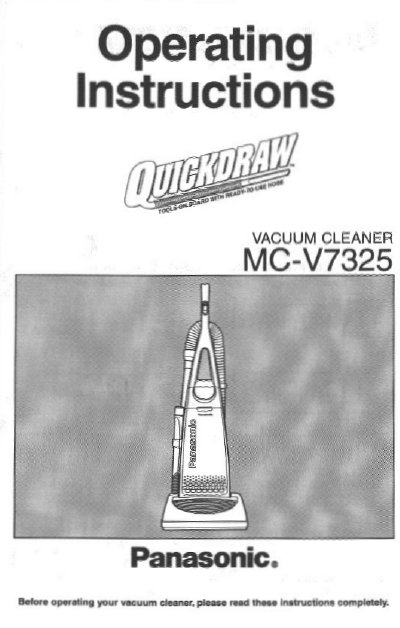 Panasonic MC-V7325 Upright Vacuum Cleaner Operating Instructions - cover page
