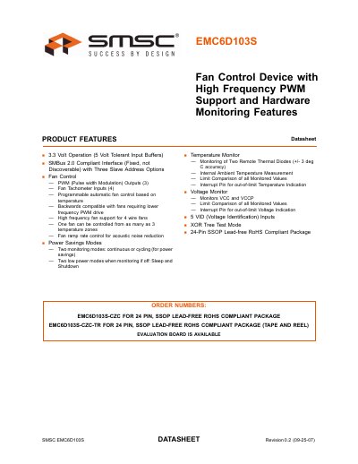 SMSC EMC6D103S-CZC-TR Manual