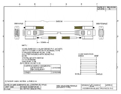 Assmann 3/14 DB9 Male to DB9 Female Cable Assembly Product Leaflet