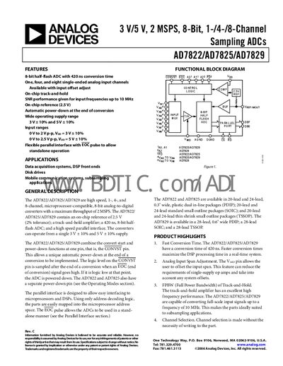 Analog Devices AD7825 Datasheet - cover page
