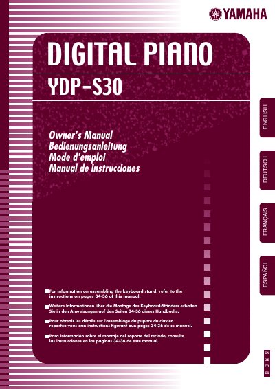 Yamaha YDP-S30 Digital Piano Owner's Manual