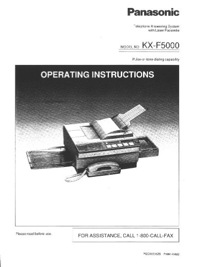 Panasonic KX-F5000 Laser Fax/Answering System Operating Instructions