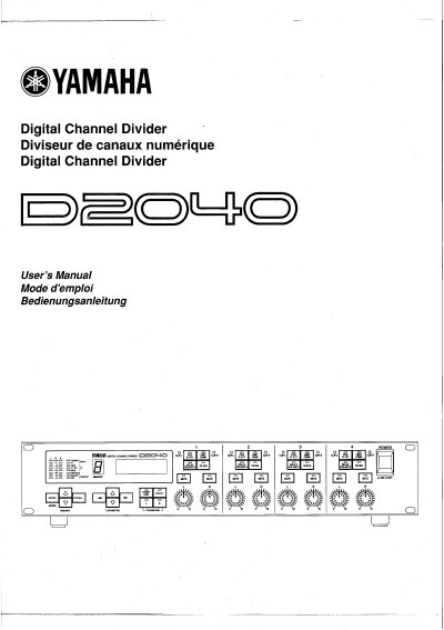 Yamaha D2040 Digital Channel Divider User's Manual - cover page