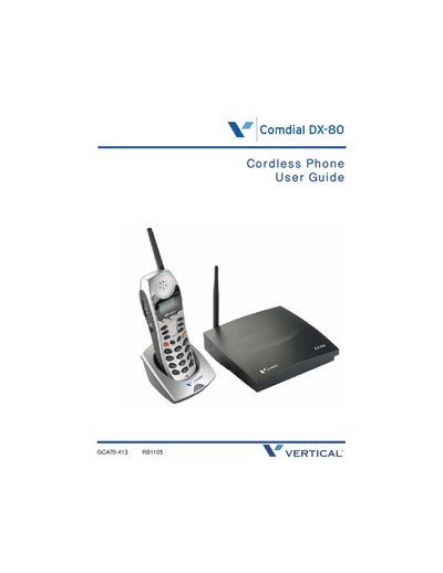 Vertical DX-80 Cordless Phone User Guide - cover page