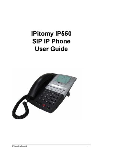 IPitomy IP550 SIP IP Phone User Guide - cover page