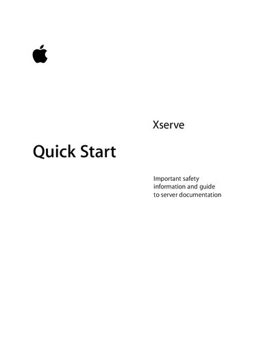 Apple Xserve Quick Start Guide - cover page