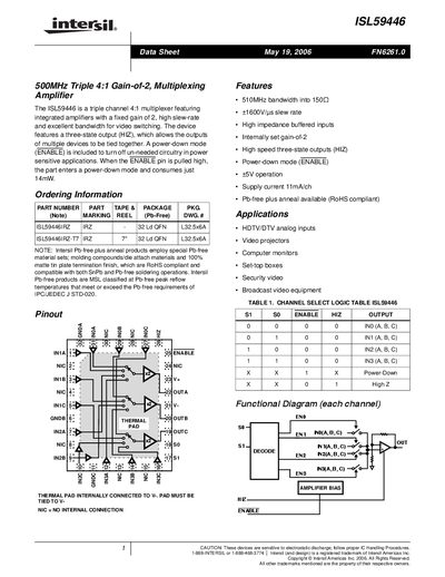 Intersil ISL59446 Datasheet - cover page