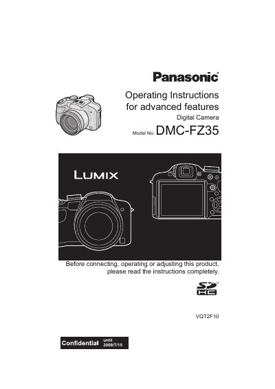 Panasonic DMC-FZ35 Digital Camera Operating Instructions - cover page