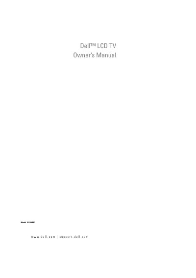 Dell W3706MC LCD TV Owner's Manual - cover page