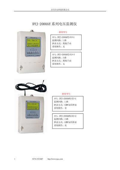 Xuchang Chang'an Technology DYJ-2000AY Voltage Monitor User Manual - cover page