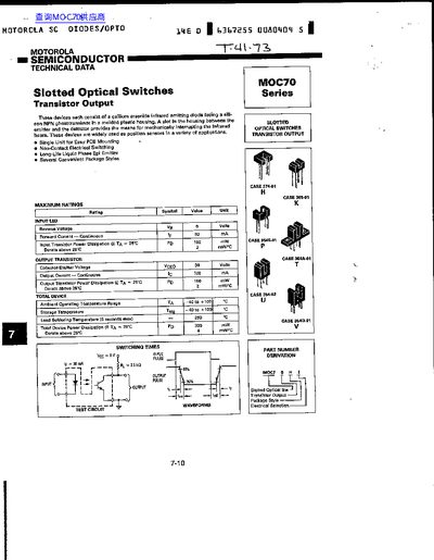 Motorola MOC70 Series Datasheet - cover page