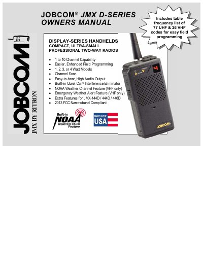 Ritron JMX D-Series Handheld Radio Owner's Manual