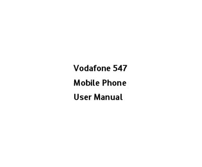 Vodafone 547 Mobile Phone User Manual - cover page