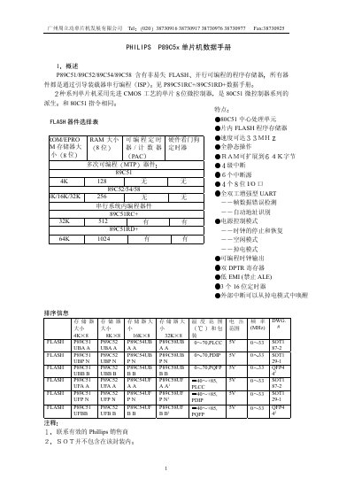 Philips P89C5x Microcontroller Datasheet