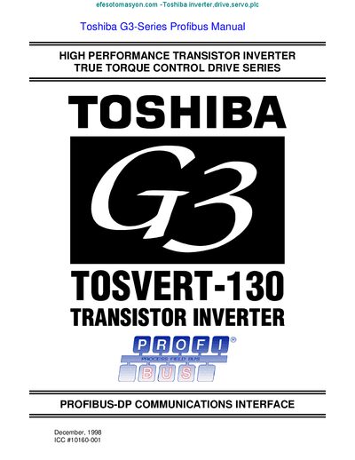 Toshiba TOSVERT-130 G3 Profibus-DP Communications Interface User Manual - cover page