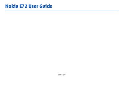 Nokia E72 User Guide - cover page