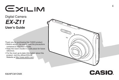 CASIO EX-Z11 User's Guide - cover page