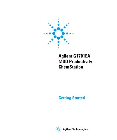 Agilent G1701EA MSD Productivity ChemStation Getting Started Guide - cover page