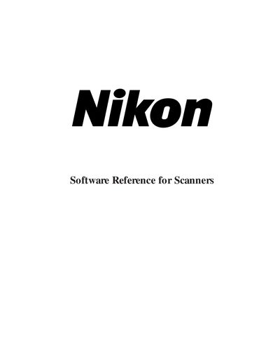 Nikon Scanner Software Reference Manual - cover page