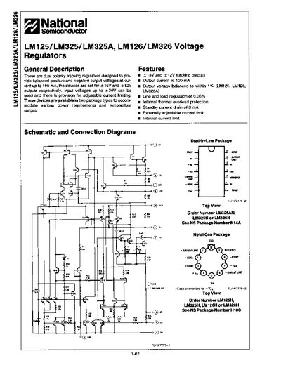 National Semiconductor LM125/LM325/LM325A/LM126/LM326 Voltage Regulator Datasheet - cover page