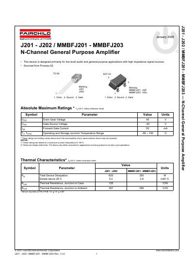 FAIRCHILD MMBFJ202 Manual - cover page