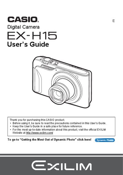 Casio EX-H15 Digital Camera User's Guide - cover page