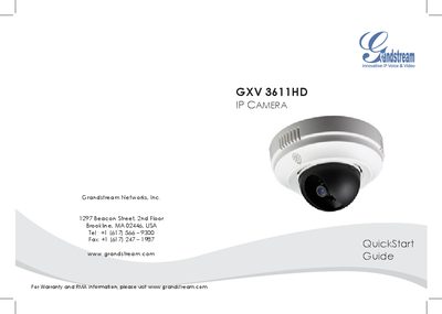 Grandstream GXV3611HD Quick Installation Guide - cover page
