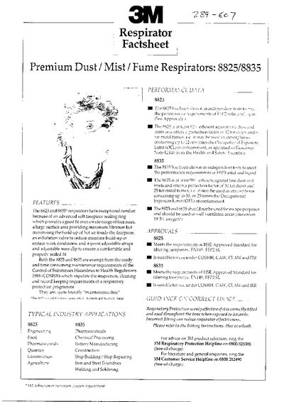 3M 8825/8835 Respirator User Manual - cover page