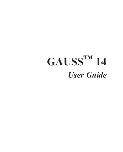 Aptech Systems GAUSS 14 User Guide cover