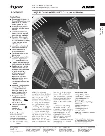 TYCO ELECTRONICS MTA CST-100 II SL-156 AMP Economy Power (EP) Connectors - cover page