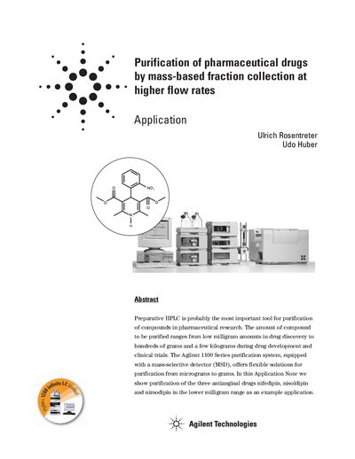 Agilent 1100 Series Purification of Pharmaceutical Drugs Application Note - cover page