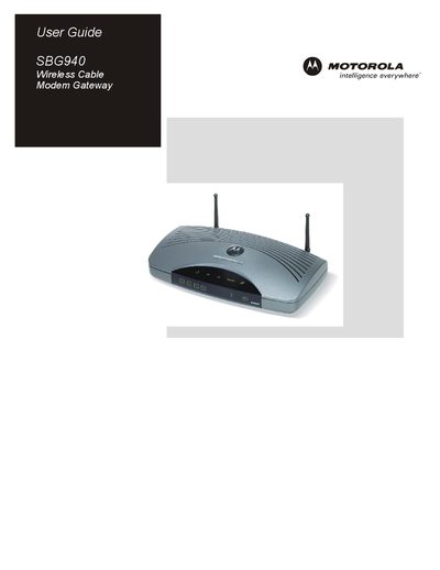 Motorola SBG940 Wireless Cable Modem Gateway User Guide - cover page