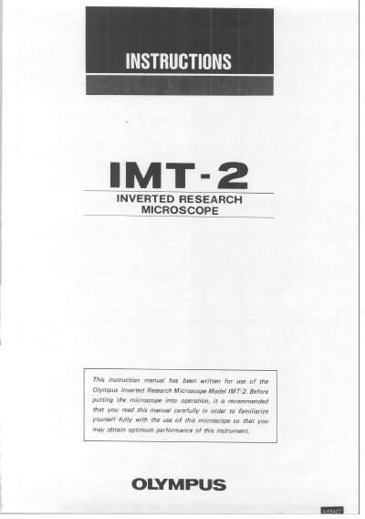 Olympus IMT-2 Inverted Research Microscope Instruction Manual - cover page