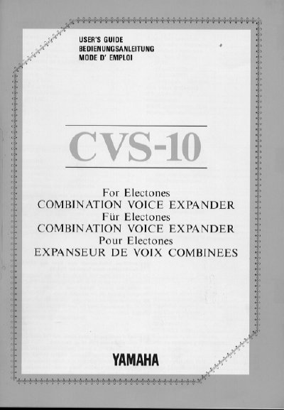 Yamaha CVS-10 Combination Voice Expander User's Guide - cover page
