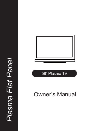 58" Plasma TV Owner's Manual - cover page