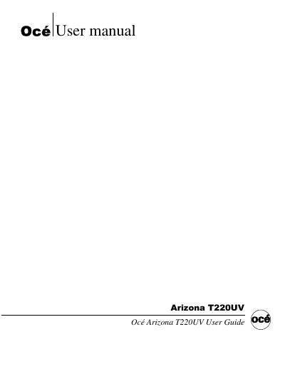 Océ Arizona T220UV User Guide - cover page