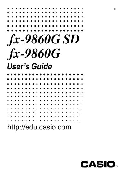Casio fx-9860G SD Graphing Calculator User Manual - cover page