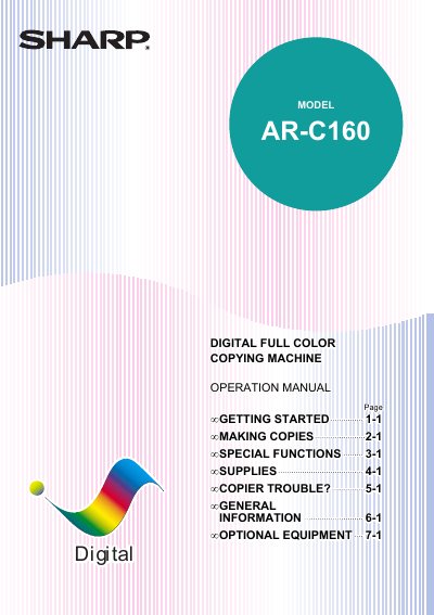 Sharp AR-C160 Digital Full Color Copying Machine Operation Manual - cover page