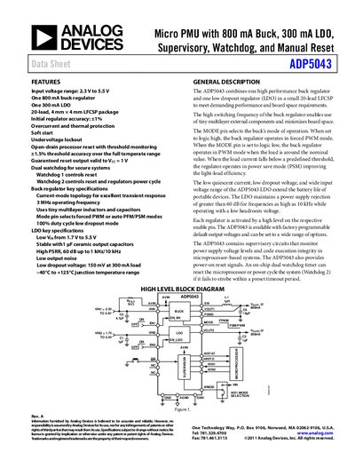 Analog Devices ADP5043 Micro PMU Datasheet - cover page