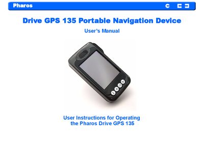 Pharos Drive GPS 135 Portable Navigation Device User Manual - cover page