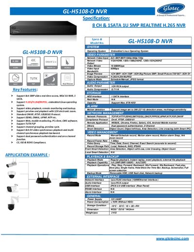 GLotec GL-H5108-D NVR Datasheet - cover page