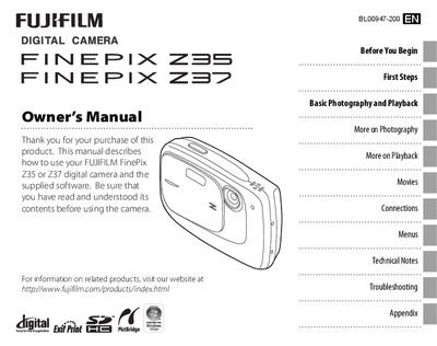 FUJI FINEPIX Z35/Z37 digital camera user manual(1) - cover page