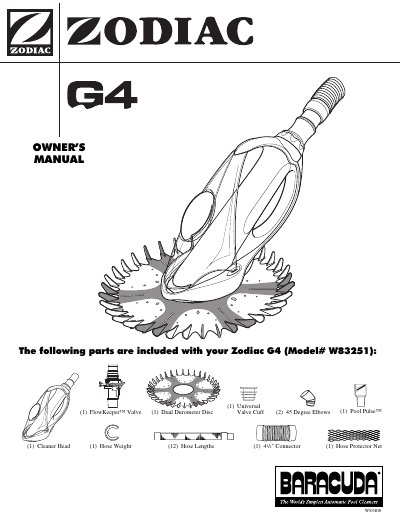 Zodiac G4 Inground Automatic Pool Cleaner Installation Guide - cover page