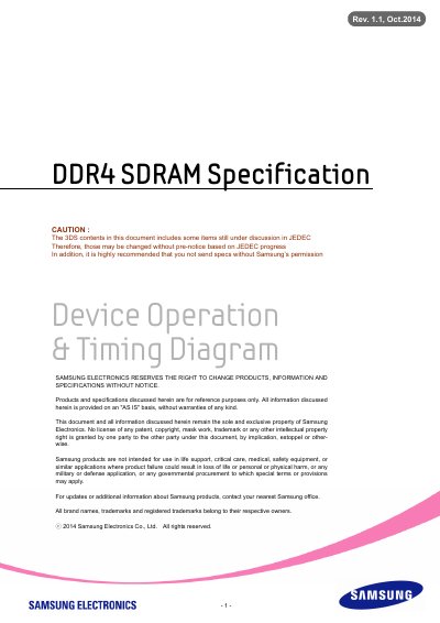 Samsung DDR4 SDRAM Specification - cover page