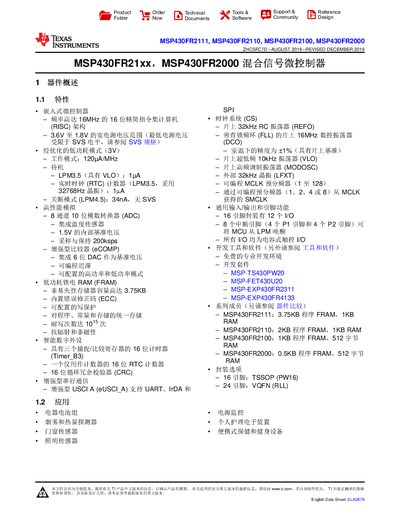 Texas Instruments MSP430FR2111/2110/2100/2000 Datasheet - cover page