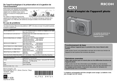 Ricoh CX1 Digital Camera User Guide - cover page