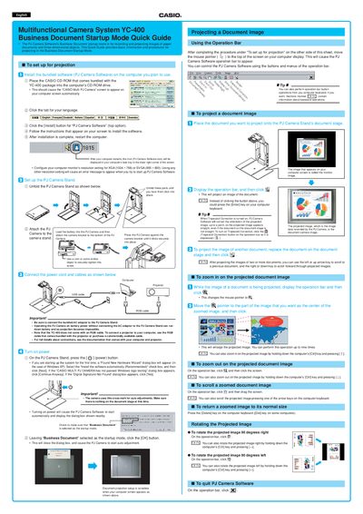 Casio YC-400 Business Document Startup Mode Quick Guide - cover page